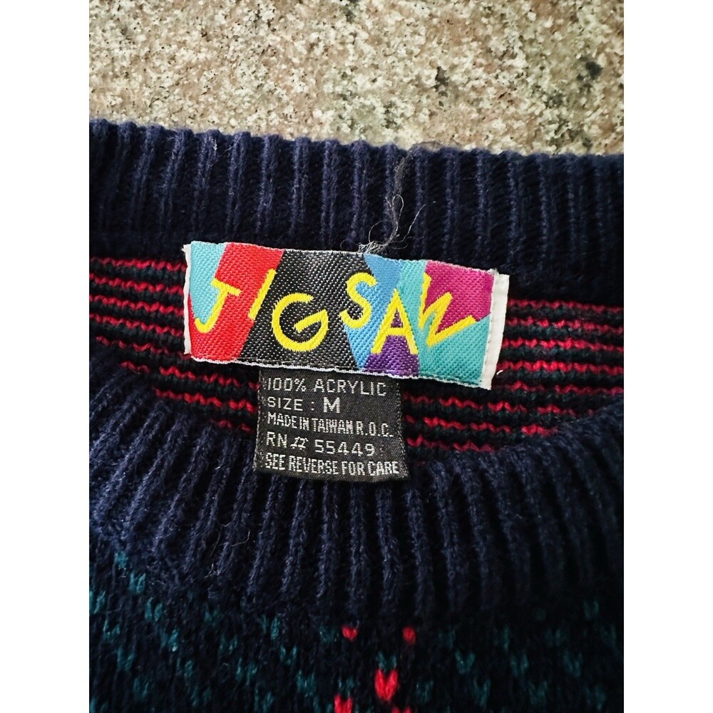 Vtg Sweater Vest Women ‎ size M Wool Grandpa Cabincore Academia green/ black - Picture 6 of 7
